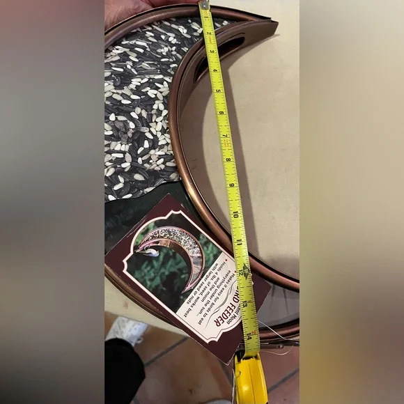 Metal Copper-Colored Hanging Crescent Moon Bird Feeder - Picture 5 of 9